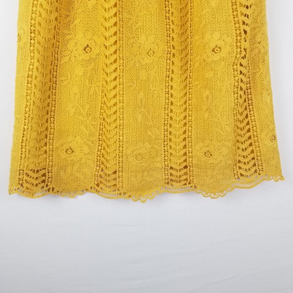 Tea N Rose Yellow Lace Overlay Knee Length Midi Dress sz M - Picture 3 of 8